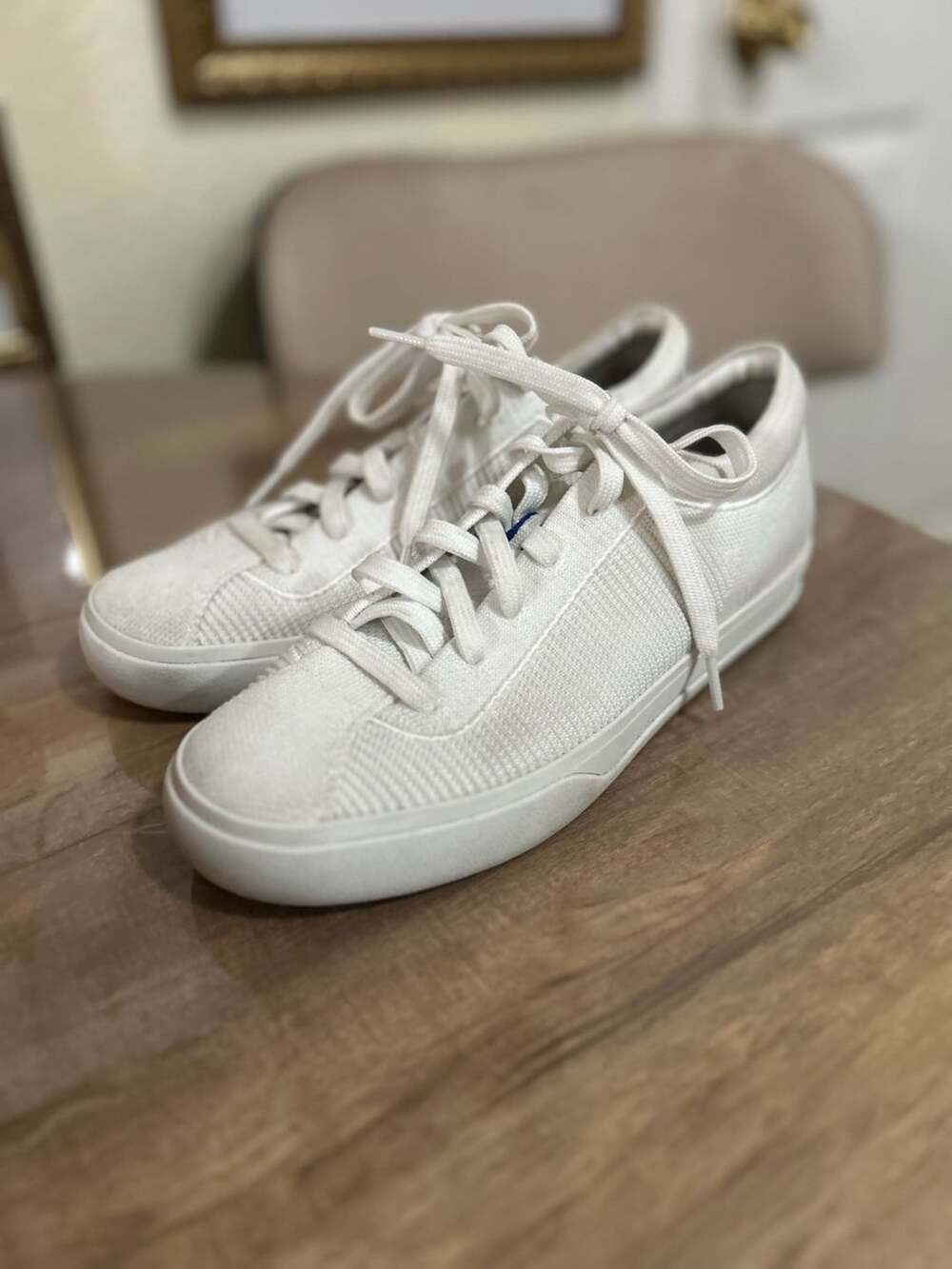 Rothy's The Lace Up Sneaker Bright White Knit Shoes